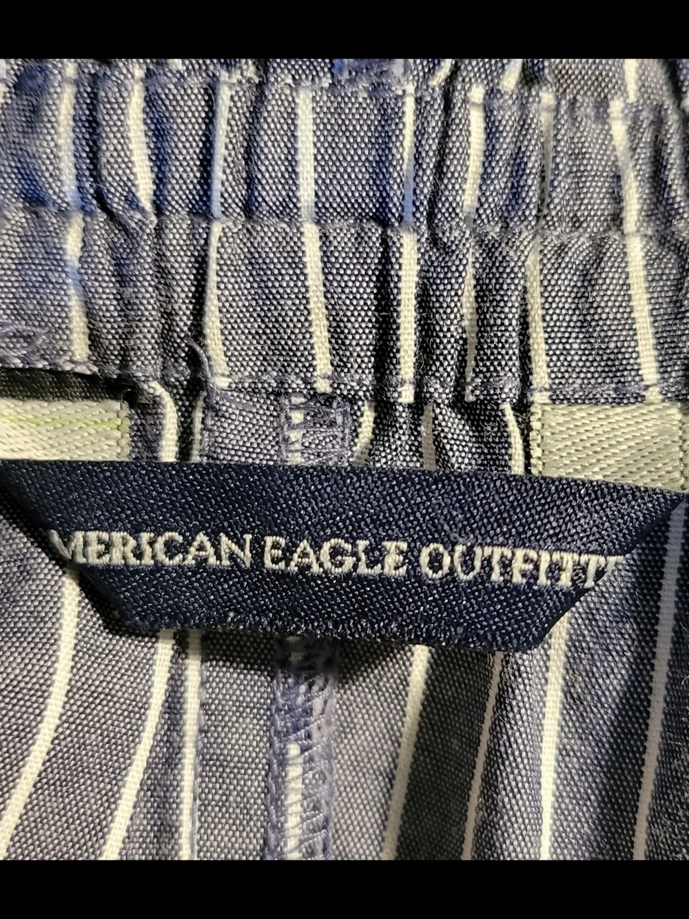 American Eagle Outfitters Navy Striped Floral Embroidered Off-Shoulder Blouse